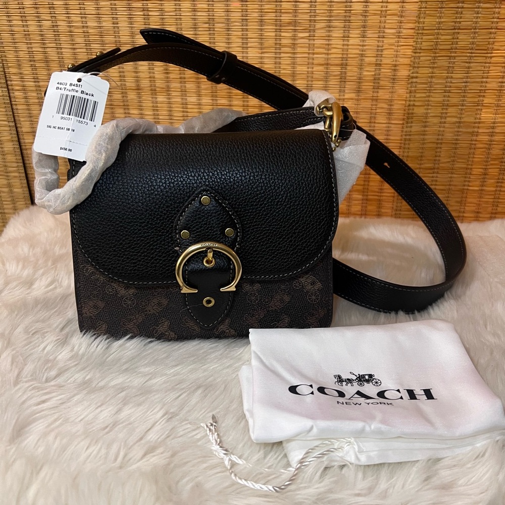 NWT AUTH Coach Horse Carriage Beat Crossbody Shoulder Bag 18 Truffle Black